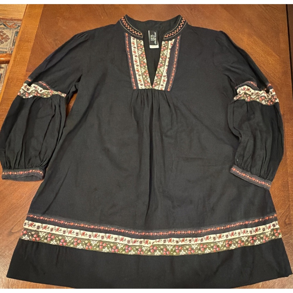 Jets by Jessika Allen Womens Tunic Blouse Top Size US 6 Black Floral